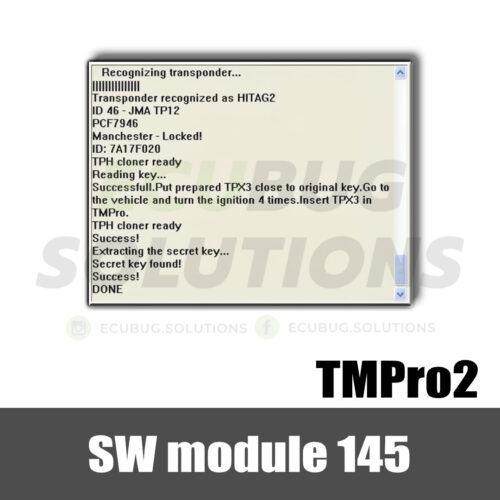 TMPro module 145 - Key copier for Philips Crypto 2 (HITAG2 ID46 TP12) keys onto JMA TPX3 and TPX4 transponders