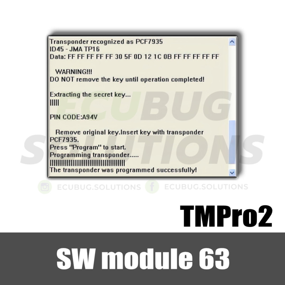 SW 63 TMPro module 63 - Key copier for ID33 ID41 ID42 ID44 and ID45 keys